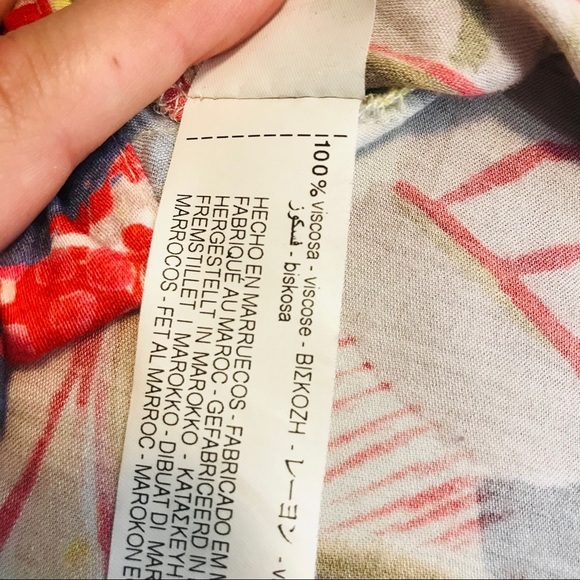ZARA Woman's Medium Bright Multi-Color Floral Long Sleeve Blouse Top - Picture 7 of 10